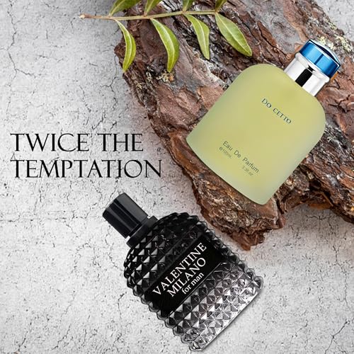 Image of AFLUXE Valentine Milano /Docetto 2PCS Eau De Toilette for Men-Fresh, Romantic Scent Perfume for Men 3.4 Fl Oz Each Mens Cologne For All Skin Daily Used