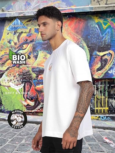 Image of STELLERS Men's Oversized Printed Half Sleeve T-Shirt | Feather Touch Feel | Odour Resistant | Anti-Static | Wrinkle Free | Quick Dry | Stretchable | Lightweight