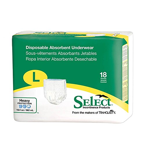Select Pull-On Disposable Underwear Size Large Case/72 (4 bags of 18)