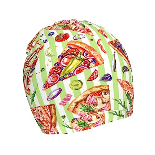 Tomato Onion Pizza Stripes Kids Beanie Hats Warm Knit Beanie Cap Skull Caps Gifts Decor for Boys Girls White