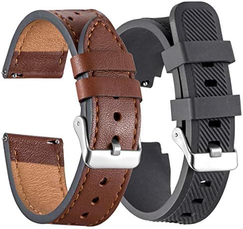 Galaxy Watch 46mm Bands, Gear S3 Bands, Compatible with Samsung Gear S3 Frontier Classic Width 22mm Watch Band Leather, for Galaxy Watch 46mm Band Men Women Smart Straps (Blackish Green)