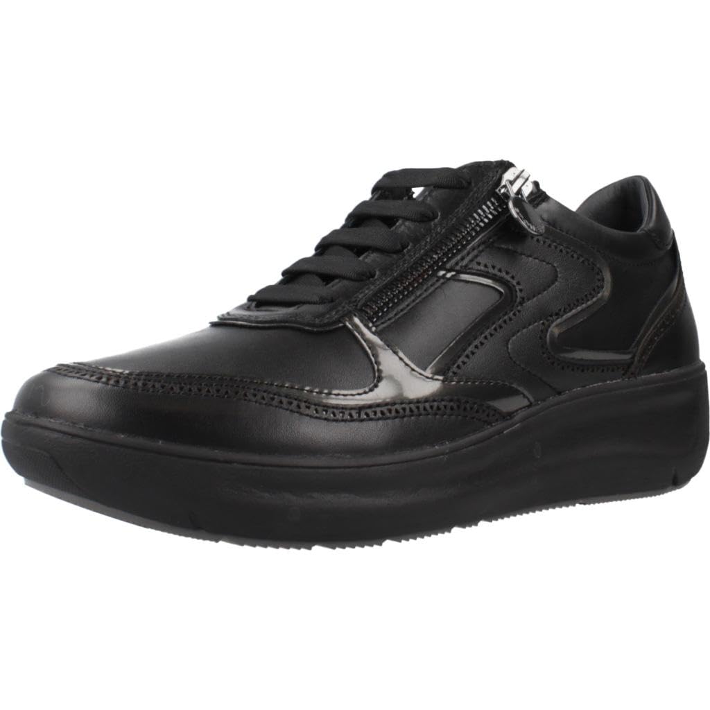 Stonefly 221574 Rock Nappa Black Sneakers Confort per Donna in Pelle Zeppa Media