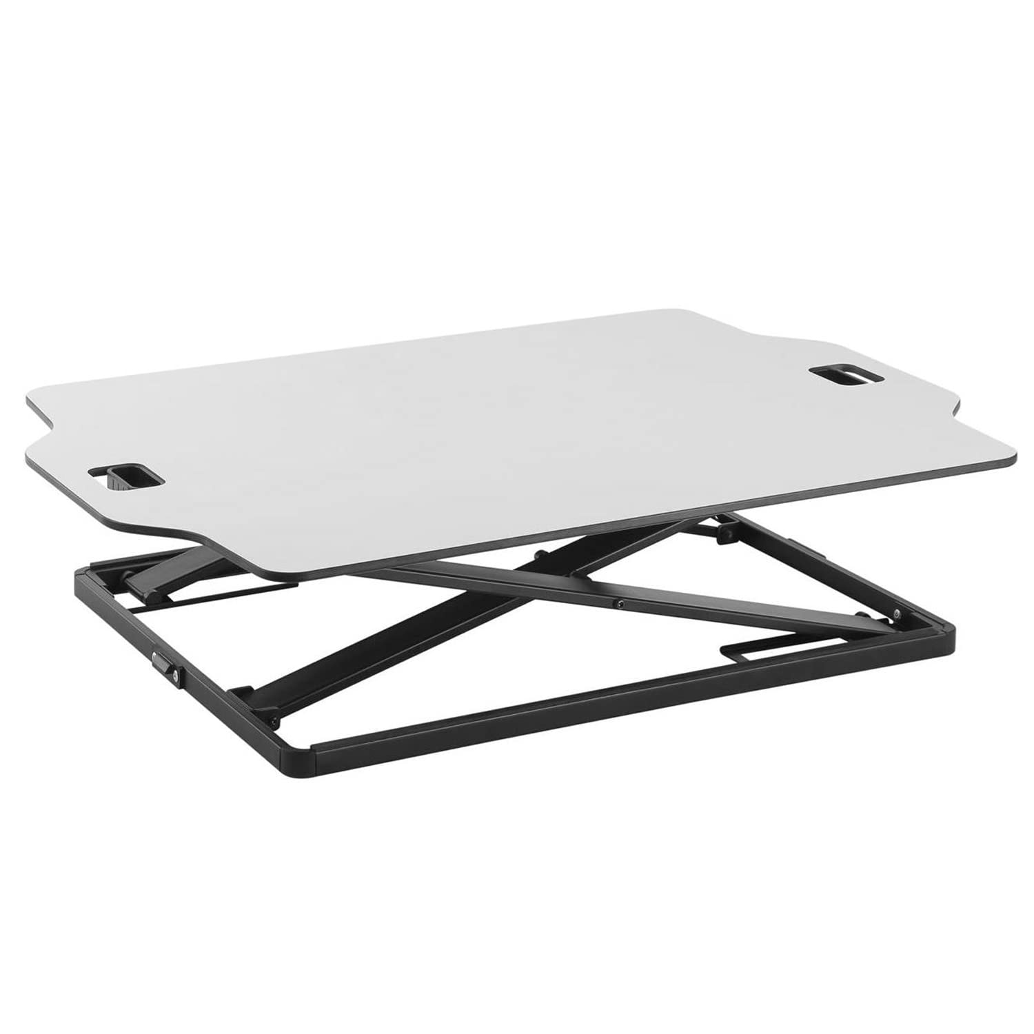ER-420 Sitz-Steh-Schreibtisch Höhenverstellbarer Schreibtischaufsatz mit Gasfeder Schreibtisch Konverter für Monitor Laptop bis max. 10kg (Weiß)