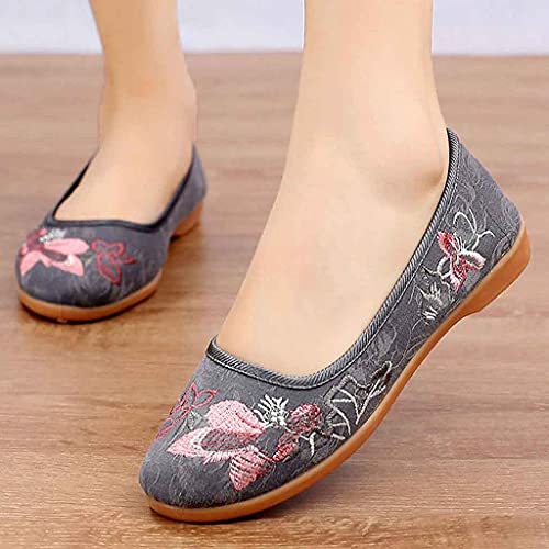 Rubber Sole Cloth Shoes Mother Shoes National Soft Bottom Women's Shoes Work Shoes Breathable Embroidered Shoes (Color : B, Size : Code 39) (B Code 38)2