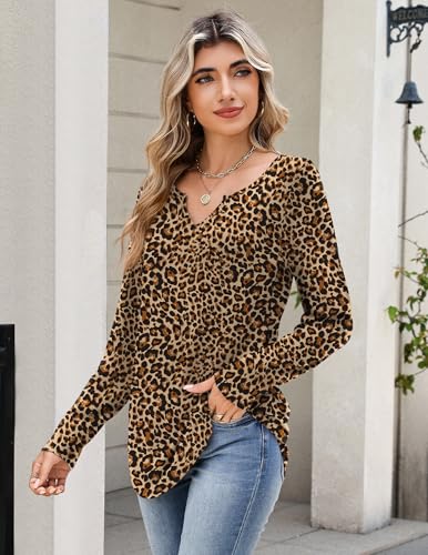 Image of Zeagoo Long Sleeve Shirts for Women Fall Tops Casual Dressy V Neck Blouses Boho Tunic Western Clothes Vacation Outfits