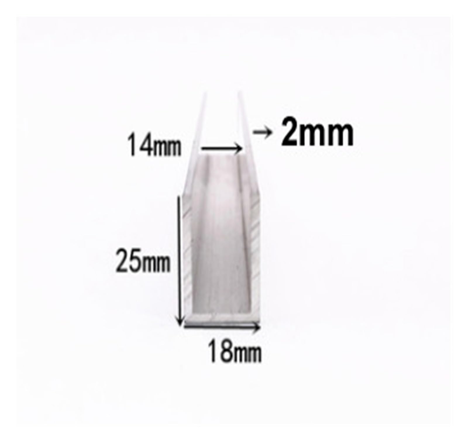 Perfil en U de Canal Aluminio, Perfil 6063 Forma, 18 mm x 10-30 0,9-2, 50 cm Longitud for Bricolaje y Enmarcado