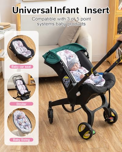 Image of Infant Car Seat Insert with Extra Headrest, Adjustable Carseat Head Support for Preemie to Toddler, 2 in 1 Breathable Air Mesh Car Seat Insert for Newborn, Mink Dot Baby Car Seat Cushion for Stroller