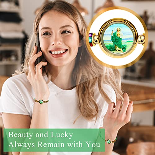 Youyole 50 Pieces San Judas Tadeo Bracelet Saint Jude Rosary Handmade Green Knot Rosary St Jude Mexican Bracelet for Women Men3