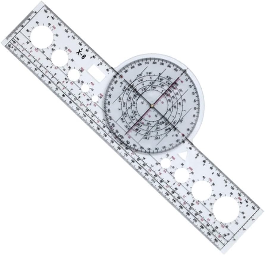 Rotary Plotter for Pilots, Aviation Navigation Ruler for Civil Aircraft X-8/X-7, Transparent Flight Computer with Distance Direction Measurement, Plastic Rotary Slide Rule(X-8)