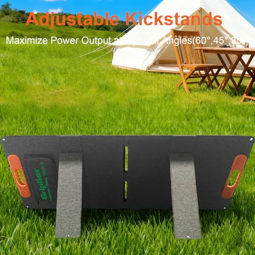 Griplier 100W Portable Solar Panel for Power Station,20V Foldable Solar Panel Charger with Kickstand,Dual USB & Type-C Output,>23% High Efficiency IP65 Waterproof for Camping,Hiking,RV Trips — view 5