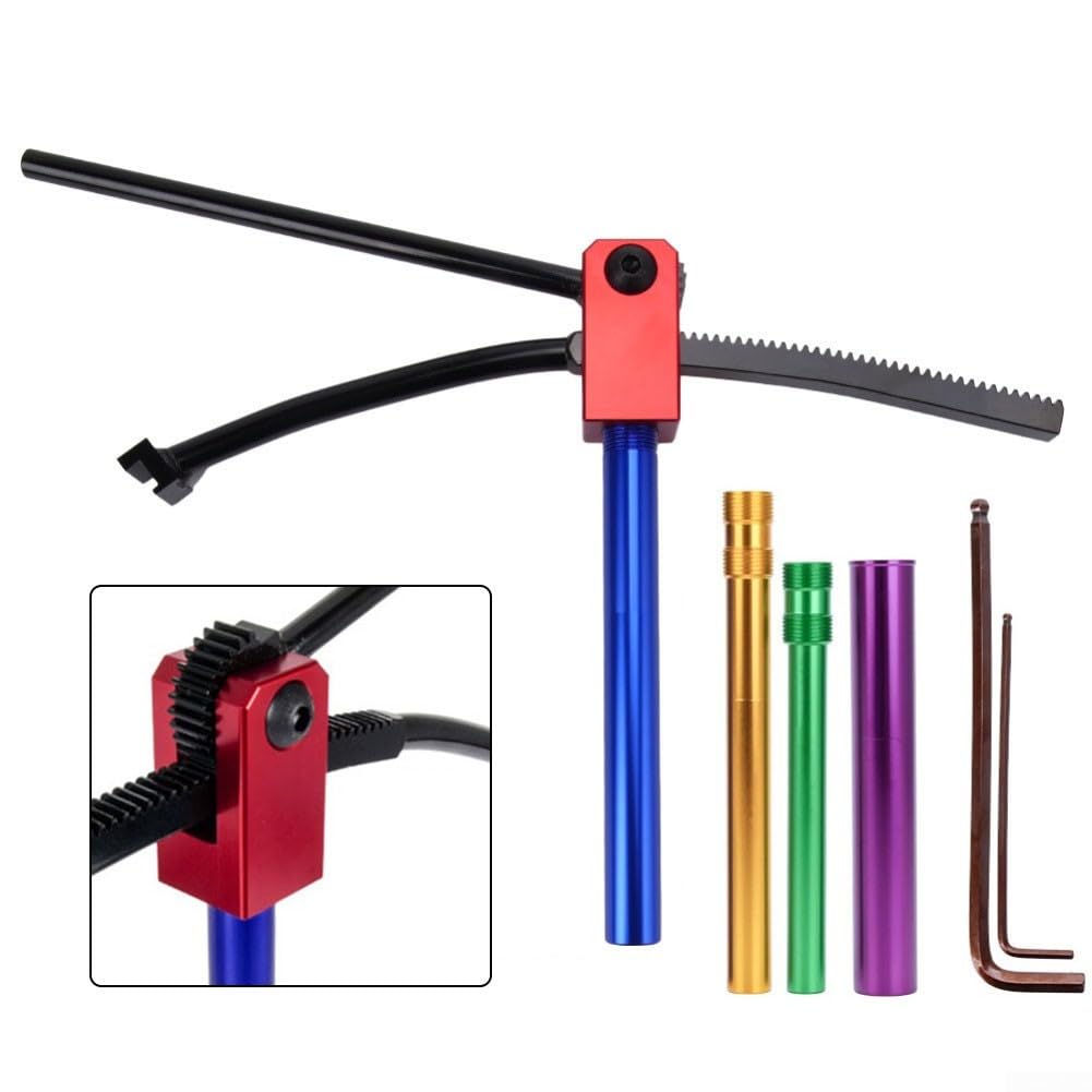 Rotes Dirt Bike Reifenwechsel-Werkzeug-Set, tragbares Design für 16 bis 21 Zoll Räder, passend für 10 bis 25 mm Achsen, Stahl gebaut für Motocross für Enduro-Bikes, kompakter faltbarer Rahmen für