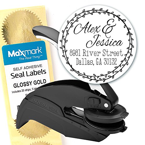 Custom Monogram Address Embosser - Personalized Round Seal With 50 Gold Seal Labels - Style Em032 #TOP26
