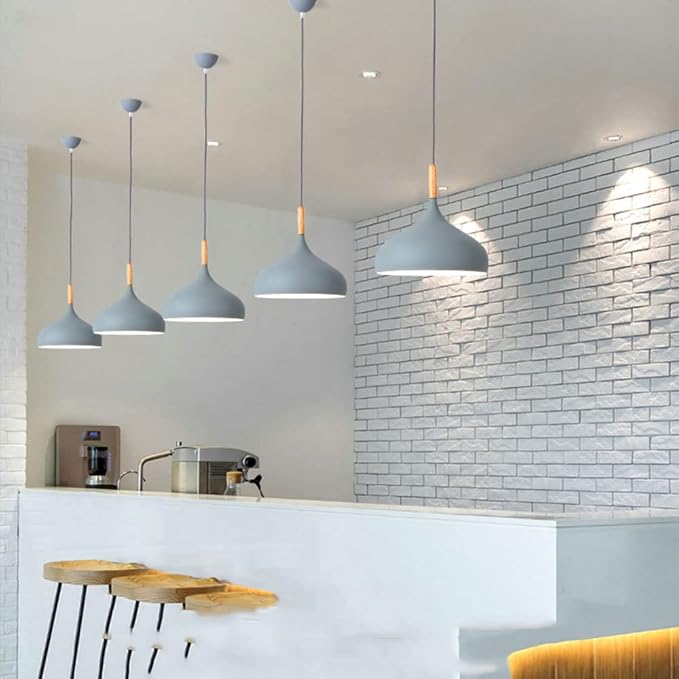 LQZCXMF Macaron Teardrop Hanglamp Houten Hangende Lamp E27 Metalen Verstelbare Kap Decoratieve Plafondverlichting Creative Shopping Mall Gang Eetkamer photo 3