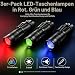 MVIOCS 3 Stück rot-grün-blaues Licht, helle kleine Taschenlampen, LED-Mini-Taschenlampe, hohe Lumen, Stiftlicht mit 3 Modi, zoombare Taschenlampe mit Clip, Taschenlampe für Camping, Outdoor, Notfall