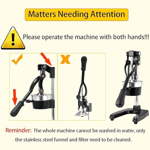 Exprimidor manual de frutas, extractor de jugo extraíble de acero inoxidable y hierro fundido resistente, exprimidor de cítricos profesional con base antideslizante, filtro antiobstrucción, para jugo