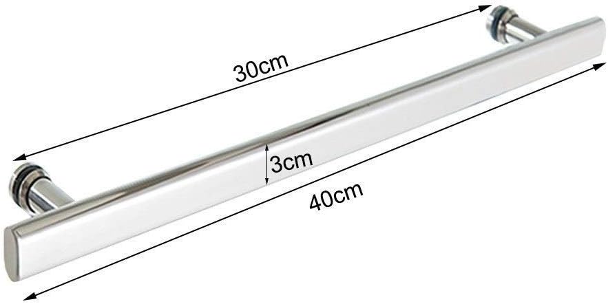 HEAGER Shower Door Handles,Single Shower Glass Door Handle Pull Replacement Set with Washers, T Bar Bathroom Door Knobs for Doors Interior/Exterior, Stainless Steel (Size : 50cm) (Size : 40cm)