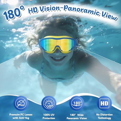 LEEIGGT Swimming Goggles for Kids 8-14, 2 Pack Anti Fog UV Kids Swim Goggles with Ear Plugs Attached — view 4