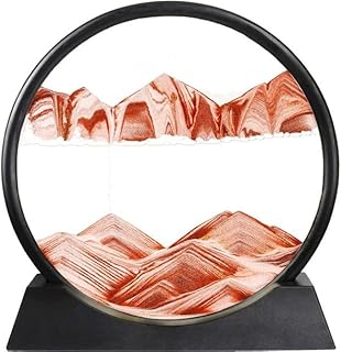 12" 3D Square Glass Moving Flowing Sand Art Display Sandscape Motion Picture for Home Office Home Ornaments Glass Wall Art Kinetic Sand Tools (Black)