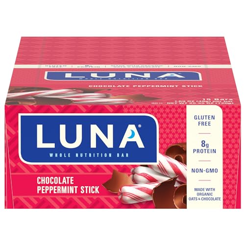 LUNA Bar - Chocolate Peppermint Stick Flavor - Snack Bars - Non-GMO - Gluten-Free Protein Bars - Made with Organic Oats (15 Pack) - image 1