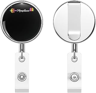 Autism Awareness Puzzle Acceptance Key Retractable Metal Badge Reel – Heavy-Duty ID Holder Clip for Nurses, Teachers, and Office Workers
