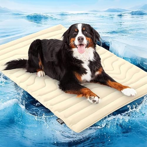 zoocco Dog Cooling Mat, Thickened Pet Cooling Mat for Large Dogs & Cats, Non-Slip Foldable Coolings Mats for Dogs, Summer Travel & Home Use (Off-white,51 * 41 cm) — image 1