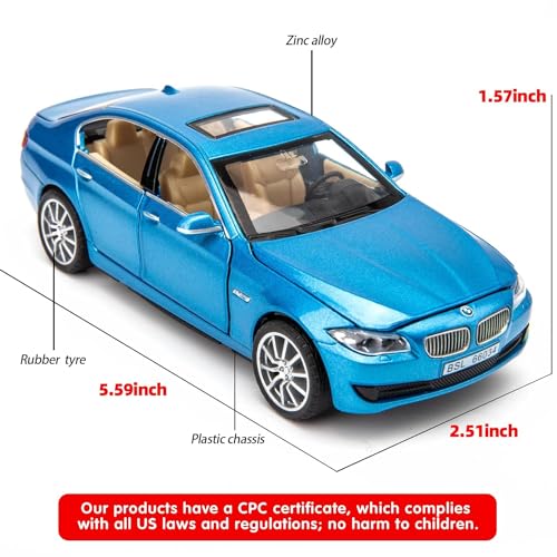 Image of 1:32 Diecast Model Alloy B-M-W 5 Series 535i Metal Pull Back Car with Sound Light, Openable Doors | Toy Vehicles for Kids Gift 【Colors as Per Stock】