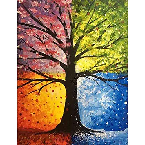 Diamond Painting Art for Adults Colorful Rainstone Dots Beads Kits  Four Season Tree 11.8x15.7in 1 Pack by Tangbr