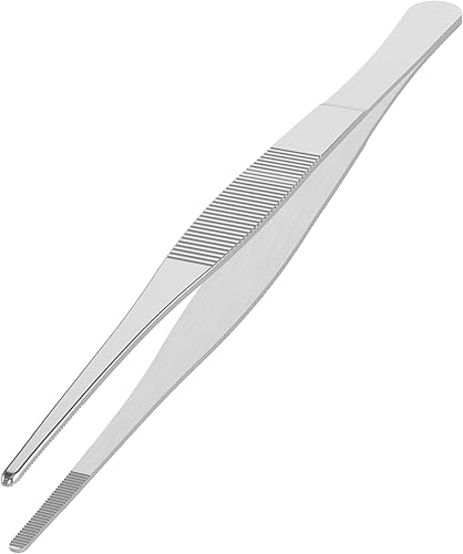 Pinzas de acero inoxidable de 8 pulgadas, con punta dentada redonda recta, de acero inoxidable de 0.07 pulgadas de grosor, herramienta de reparación