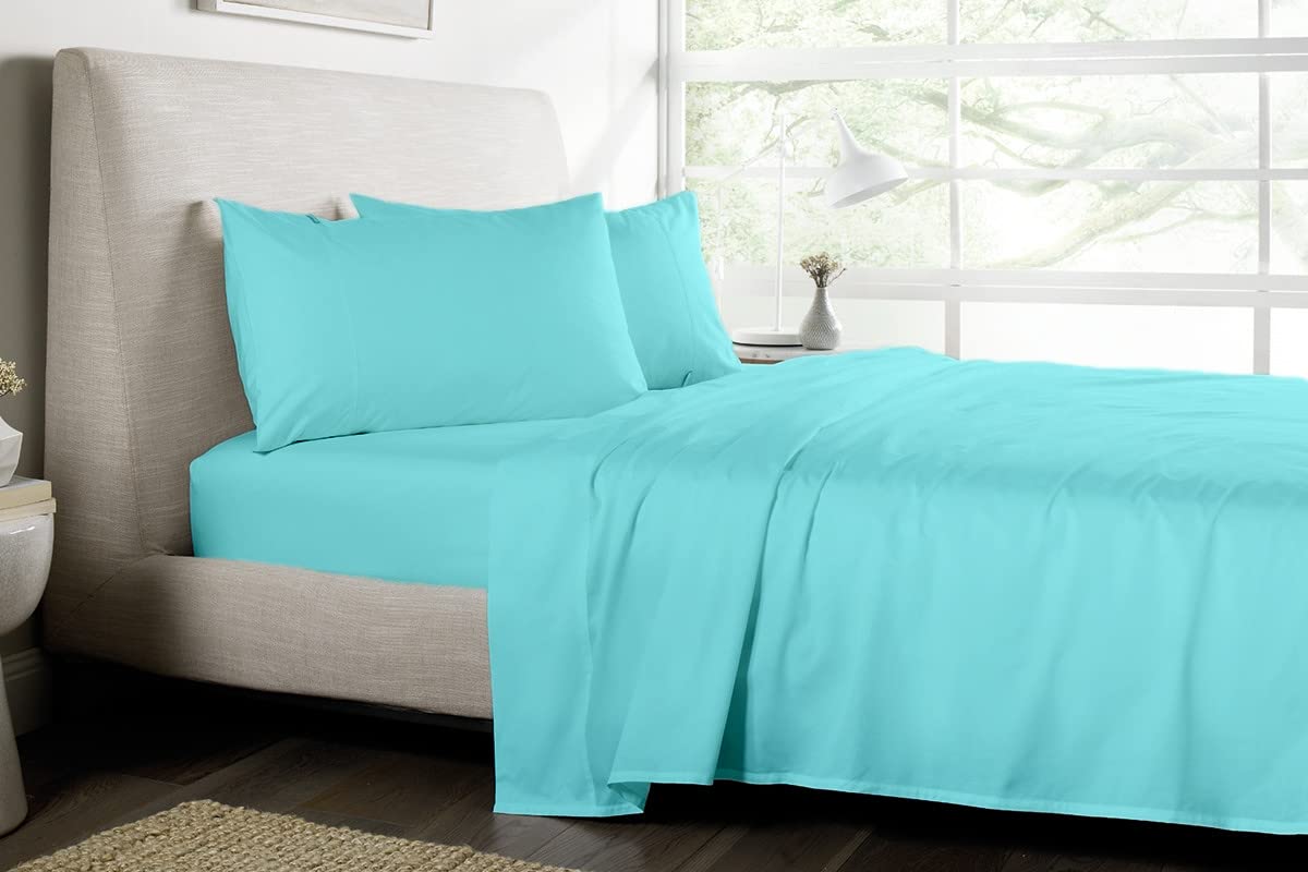 Aqua 6 Piece - Bed Sheets Set Hotel Luxury Soft - 100 Egyptian Cotton 650TC - Fade Resistant