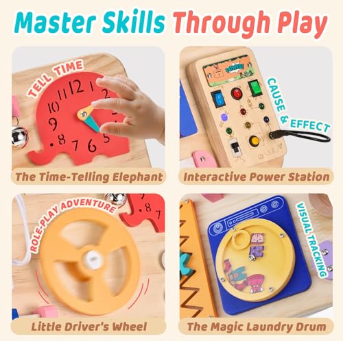 Large Montessori Busy Board for Toddlers,Wooden Sensory Toy — view 5