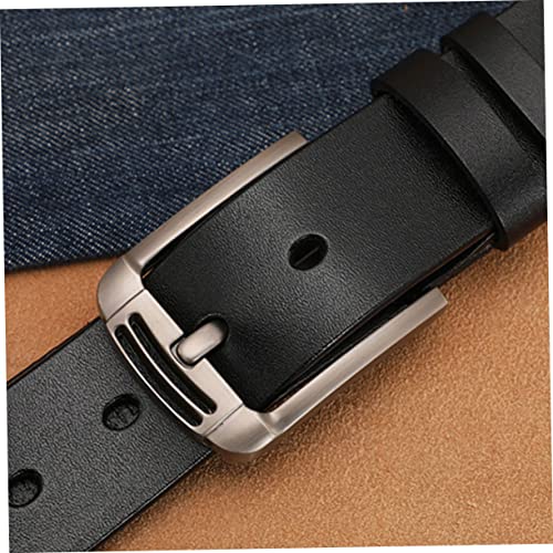 Men's Leather Casual Belt Square Pin Buckle Stretchable Belt for Men Black4
