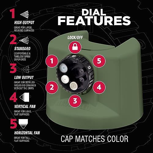 Image of Rust-Oleum Stops Rust Custom 5-in-1 Spray Paint, Satin Earthy Green | Rust Preventive Enamel, Multi Surface (Metal, Wood and More), Adjustable Dial for Better Control, Fast Dry, Comfort Tip