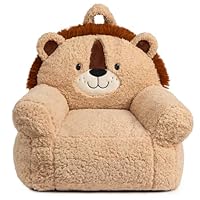 BEJOY Comfy Toddler Chair, Foam Filled Kids Sofa, Single Cuddly Sherpa Reading Couch for Boys and Girls, Lion