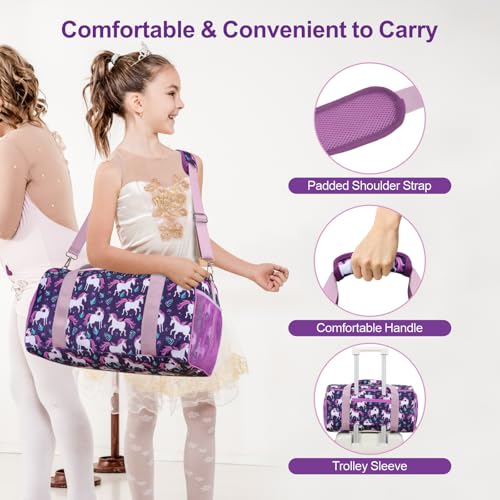 Image of Bagseri Dance Bag for Girls - Kids Duffle Travel Bag with Shoe Compartment