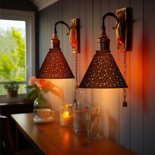 Image of Pendant Light Shade, ALUCSET Trumpet Star Iron Lampshade Fitter 2.4 inch Height 7.4 Inch Bottom Diameter 5.7 Inch Fits Bedroom Lving Room and Bathroom for Chandelier Shades Wall Sconces Series 2 Packs