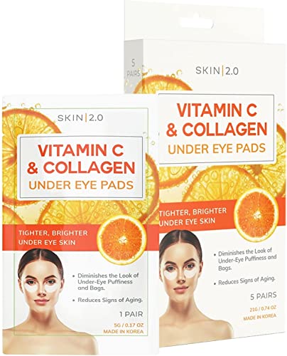 Skin 2.0 Vitamin C & Collagen Under Eye Patches - Dermatologist Tested - Brightens Dark Circles,...