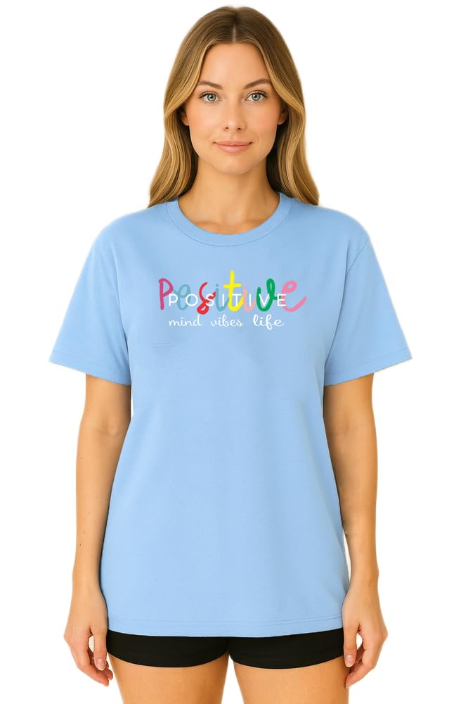 rajarancho Women's Oversize Tshirts| Positivemindvibeslife Black Cotton Blend Tshirt Embrace Your Inner Radiance-picture-35