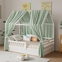 Zdada Hausbett Himmel, Betthimmel Hausbett Musselin mit 2 Stück Betthimmel, Stoffhimmel für Hausbetten Mädchen Jungen Baldachin Kinderbett Kinderzimmer Deko -67 x 270 cm Grün