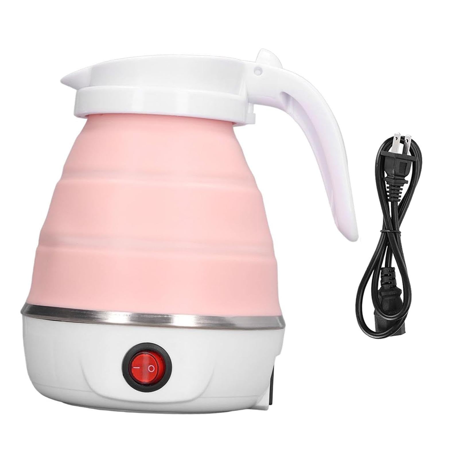 Travel Folding Electric Kettle 600ml Silicone Lightweig | Travel Folding Electric Kettle 600ml Silicone Lightweight Small Water Boiler Pink 304 Stainless Steel-image-49