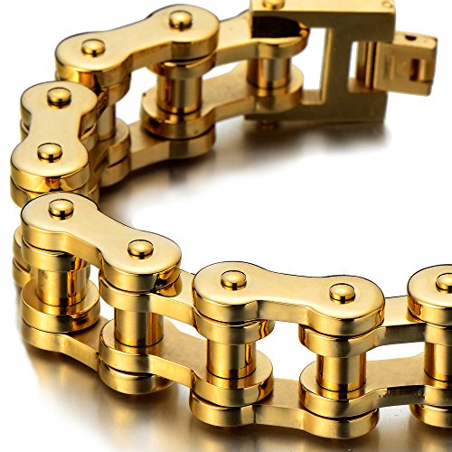 Pulsera de acero inoxidable color dorado para hombre miniatura 4