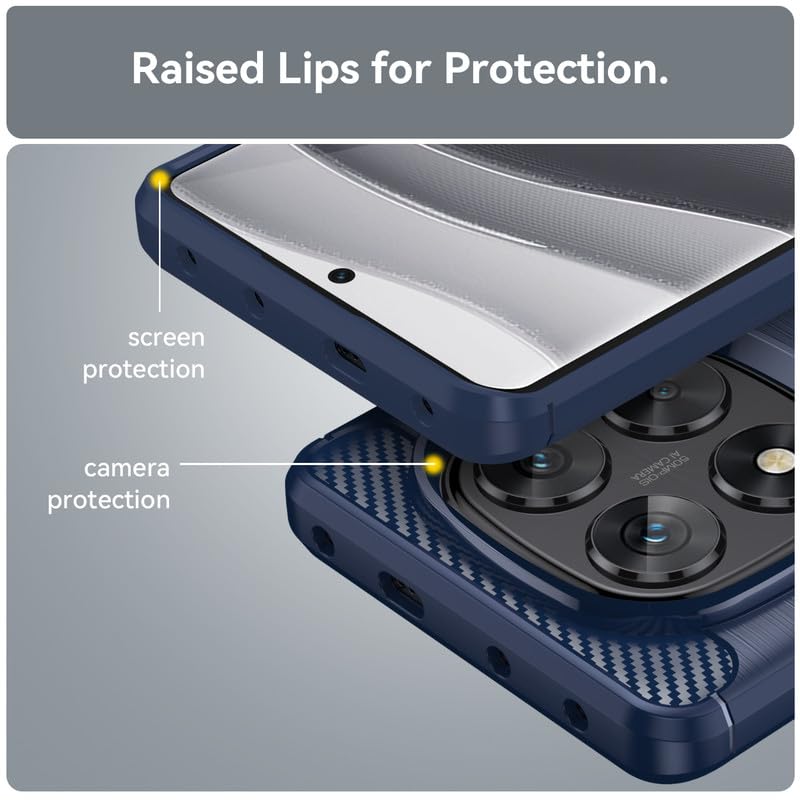 Image of Hybrid Carbon Fiber Back Case for Mi Redmi Note 14 Pro 5G (Blue)