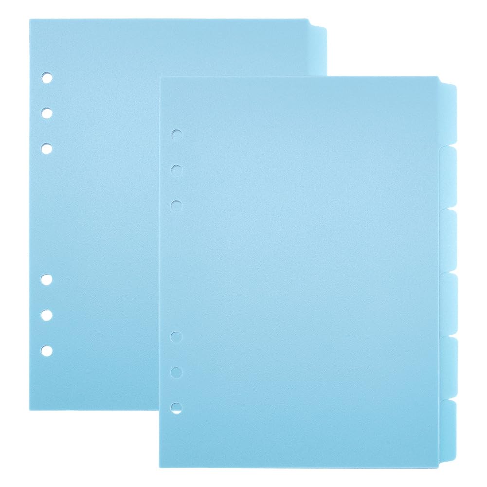 PH PandaHall Index Binder Dividers 12 Sheets A5 Binder Tabs 6 Holes Blue Plastic Dividers Notebook Divider Binder Separators with Tabs for Back to School Planner Office Student Teacher
