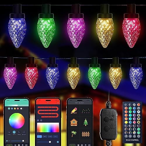 C9 RGB Smart Christmas Lights, 33 Feet 50 LED C9 Color Changing