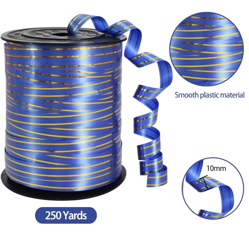 image for TONIFUL Curling Ribbon-Blue Gold Balloon Curling Ribbons-250 Yards Bal
