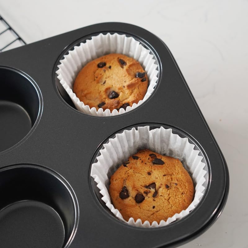 AGIgear Premium Non-Stick Muffin Baking Pan,2Packs Cupcake Pan,Stainless steel 6-Cup Muffin Tin (Black)