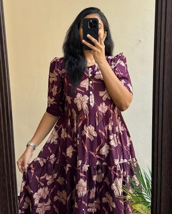 Image of NEW4U Women Printed Rayon Anarkali Kurta for Girls Regular Wear Long Kurti Gown