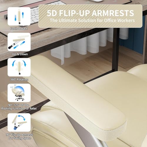 Image of Big and Tall Office Chair with 5D Arms, Fabric & PU Leather Heavy Duty Desk Chair, Adjustable Lumbar Support & Height, Tilt Function, High Back Ergonomic Executive Computer Chair