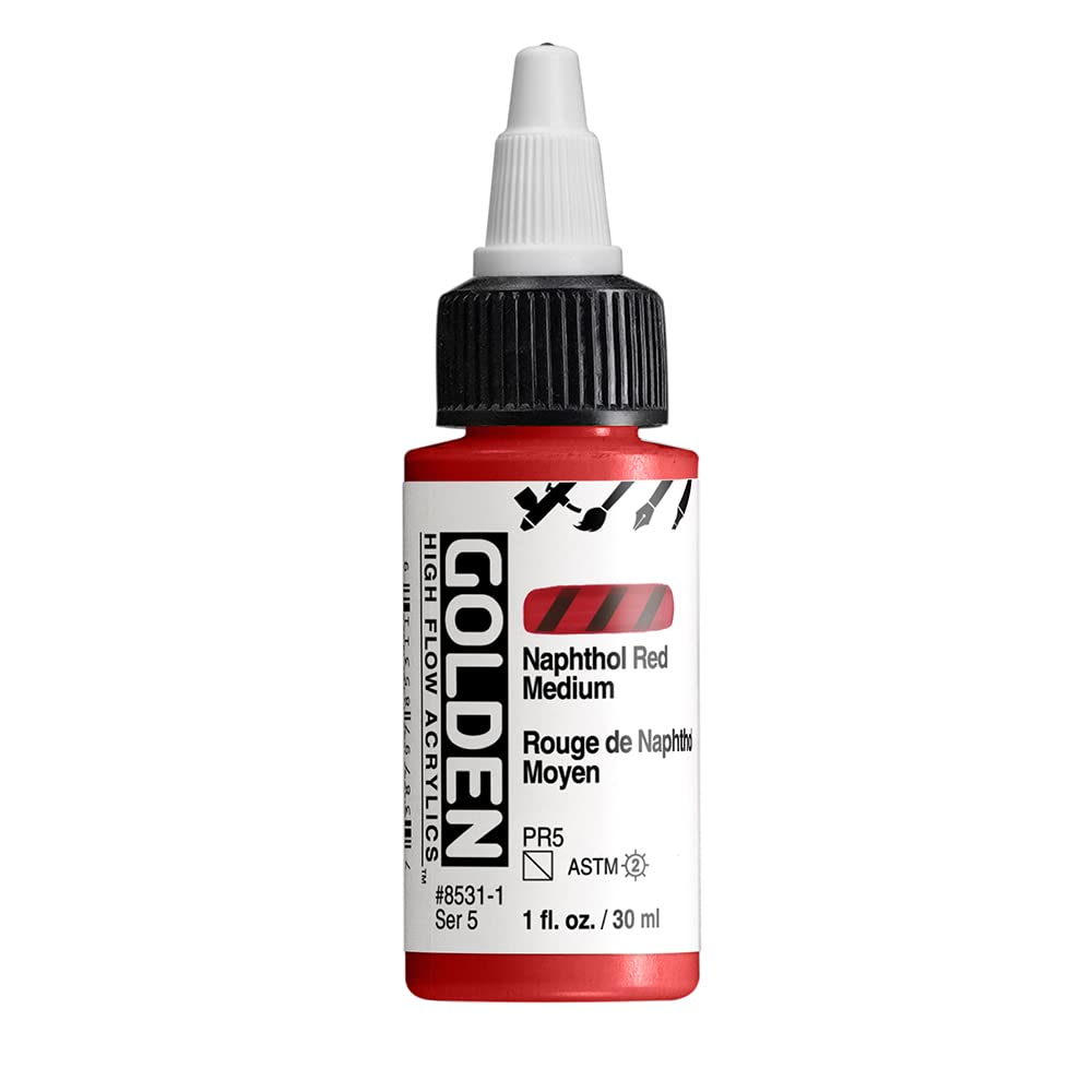 Golden : High Flow : Acrylic Paint : 30ml (1oz): Naphthol Red Medium : S5