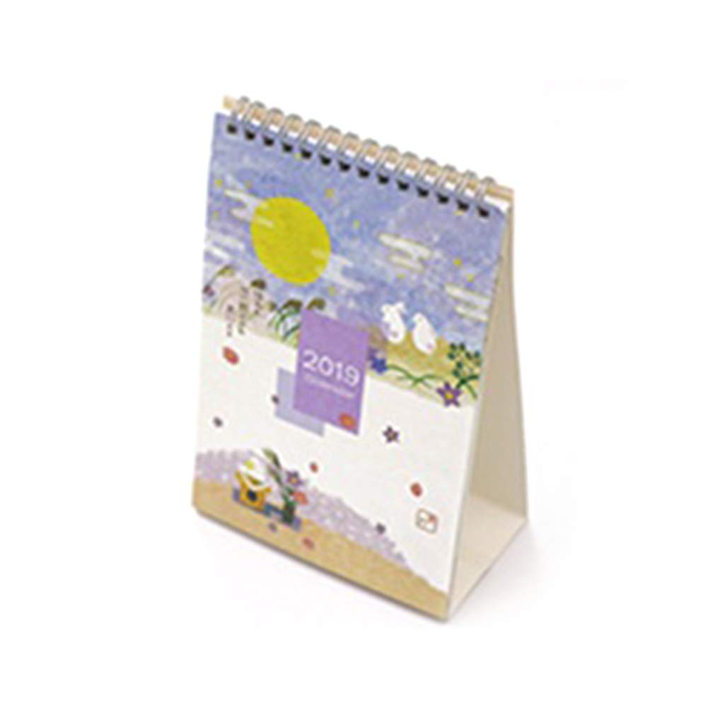 2019 Schedule Stand Calender Desktop Paper Cherry Blossom Monthly Table Planner with Card Paper and Tin Wire Binding for Home, Office, Workspace(55928)