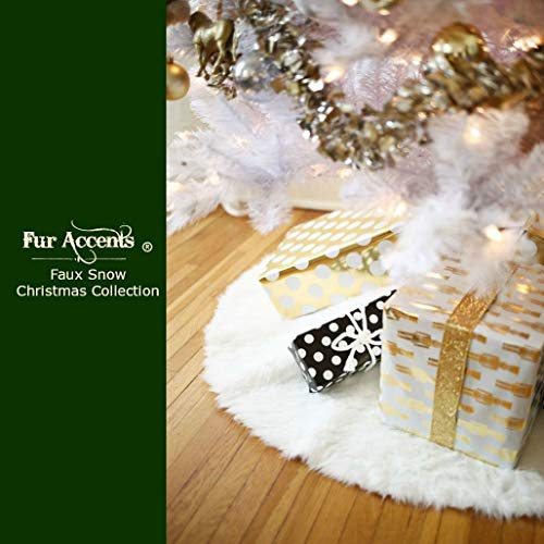 Fur Accents Christmas Holiday Tree Skirt, Plush Shaggy Faux Fur (Ivory Off White, 60" Diameter) #TOP5